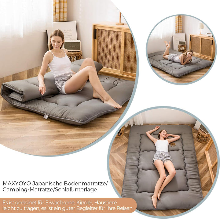 MAXYOYO Japanische Futon-Matratze, Dicke Tatami-Matte, Isomatte, faltbar, aufrollbare Matratze, Schl