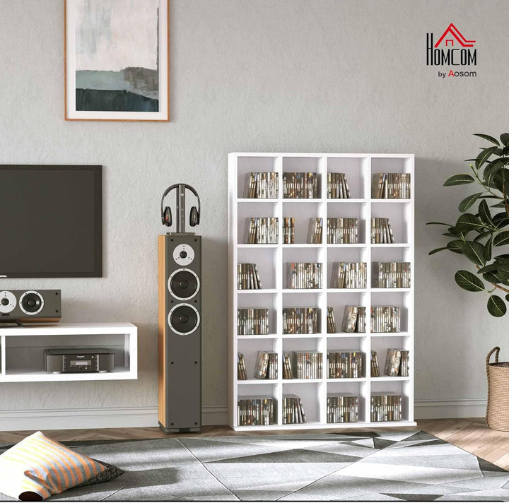 HOMCOM CD- und DVD-Aufbewahrung, Multimedia-Aufbewahrungsmöbel mit 24 Fächern, Kapazität max. 480 CD