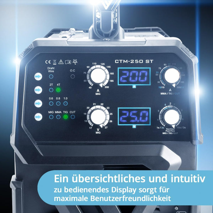 STAHLWERK CTM-250 ST Kombi-Schweissgerät WIG + MIG/MAG + MMA/E-Hand + CUT/Plasma mit 200 Ampere und