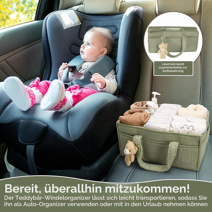 Tragbarer Windelkorb, Tragbarer Wickelkorb mit Herausnehmbaren Fächern, Baby Windel Caddy Organizer,