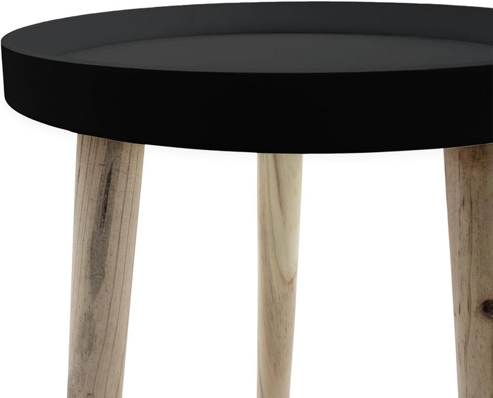 Spetebo Deko Holz Tisch 36x30 cm - schwarz - Kleiner Beistelltisch Couchtisch Sofatisch, Schwarz