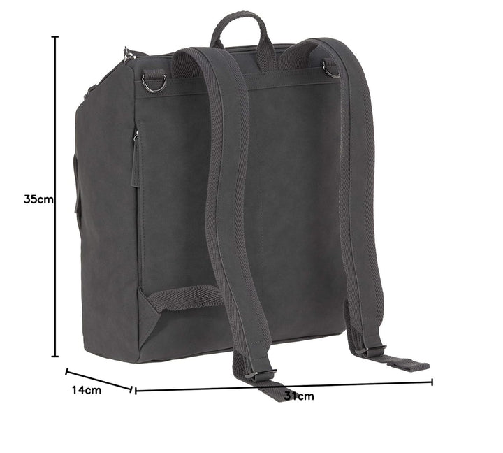 LÄSSIG Baby Wickelrucksack Wickeltasche mit Zubheör veganes Leder/Tender Backpack anthracite, Anthra
