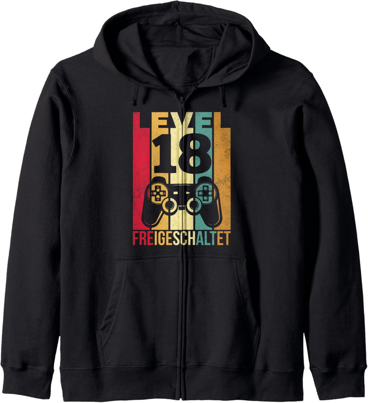 Level 18ter Geburtstag Junge Gamer Jungen 18er 18 Geburtstag Kapuzenjacke