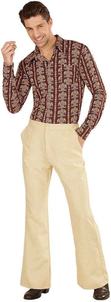 shoperama 70er Jahre Retro Herren Hose mit und ohne Muster Disco Kostüm Siebziger Schlager, Farbe:Be
