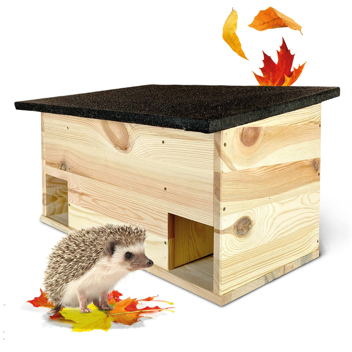 gartenetage Igelfutterhaus mit Boden aus Massiv-Holz/Igelhaus Winterfest, Katzensicher/Igelfutterhau