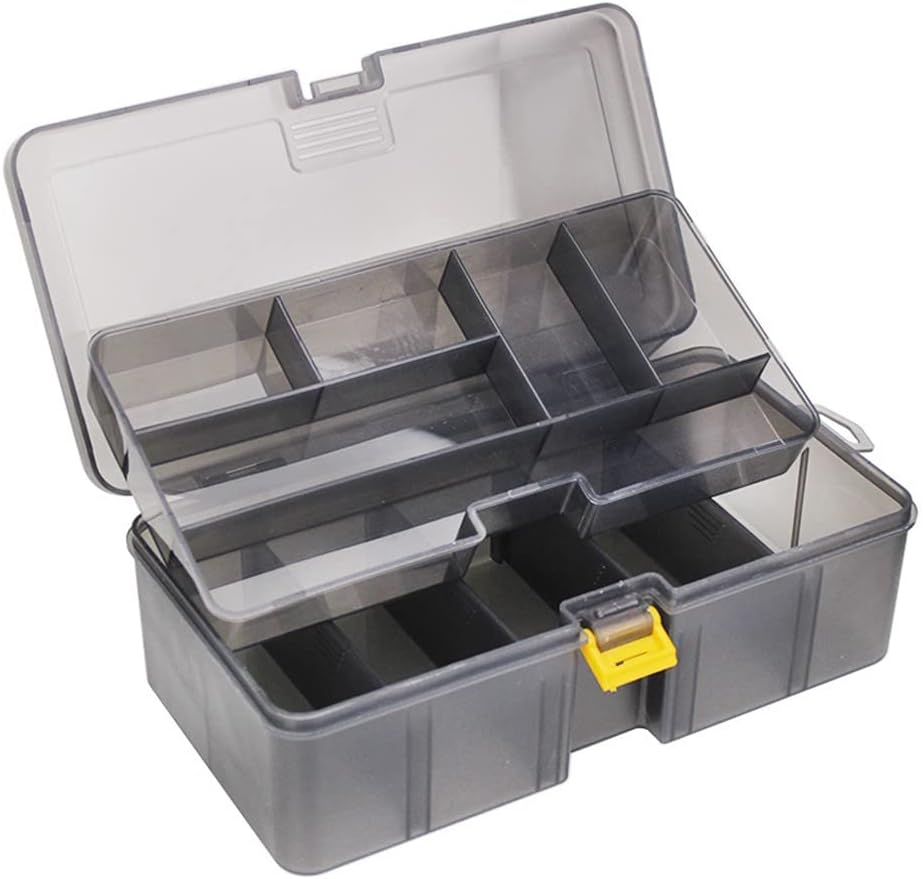 Köderausrüstungsbox, doppellagiges Angelzubehör, verstellbare Kunstköderhaken-Box zum Angeln, 21,5 x