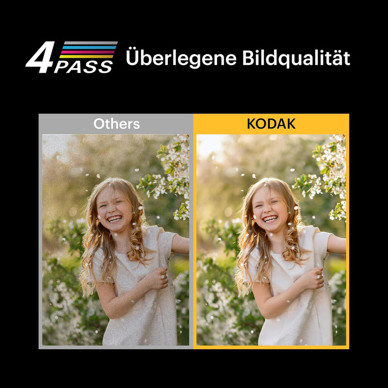 KODAK Dock Plus 4PASS Mobiler Fotodrucker (10x15cm) + 10 Blatts gelb Single, gelb Single