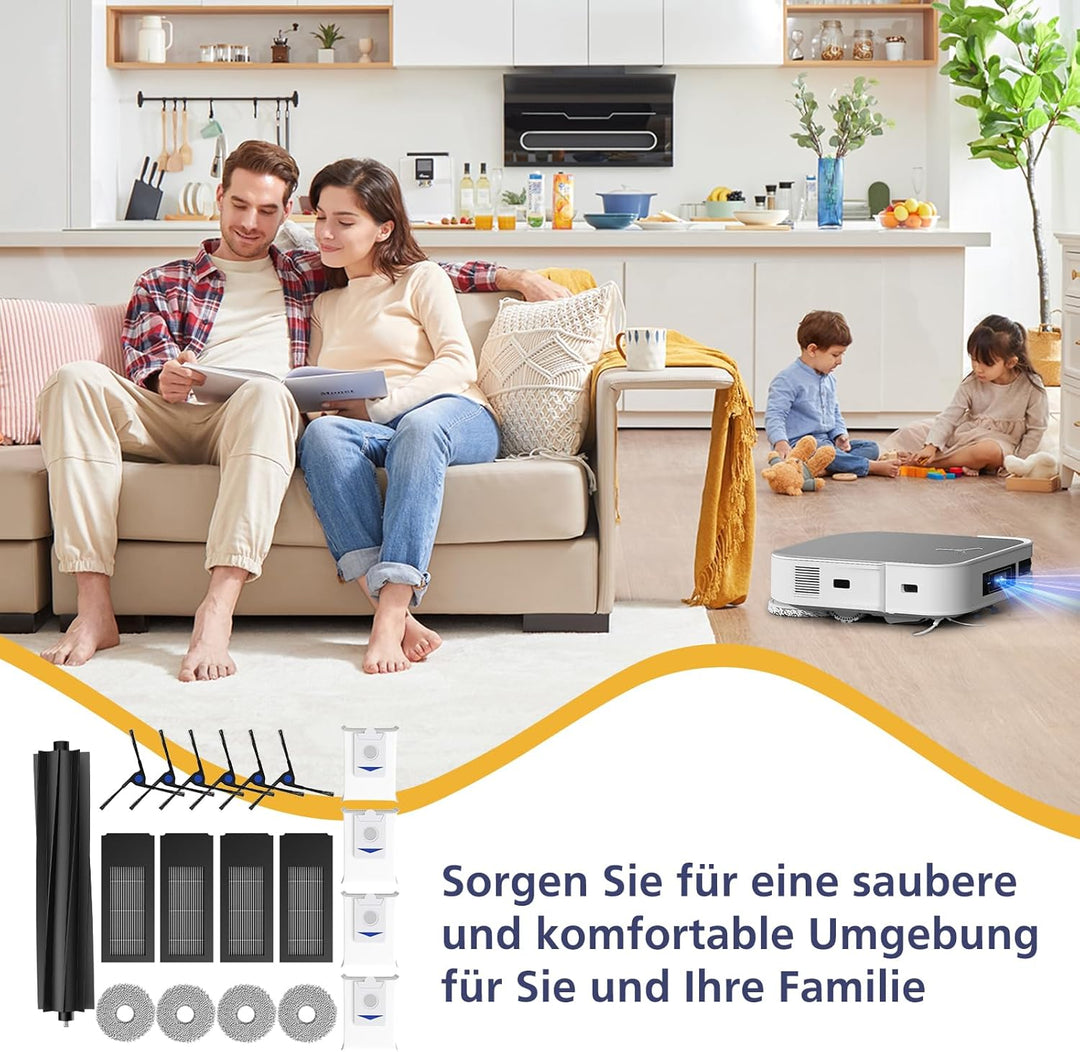 19 Stück Zubehör für Ecovacs Deebot X2 Omni/ X2/ X2 Pro Saugroboter Roboter,1 Hauptbürste, 4 HEPA-Fi