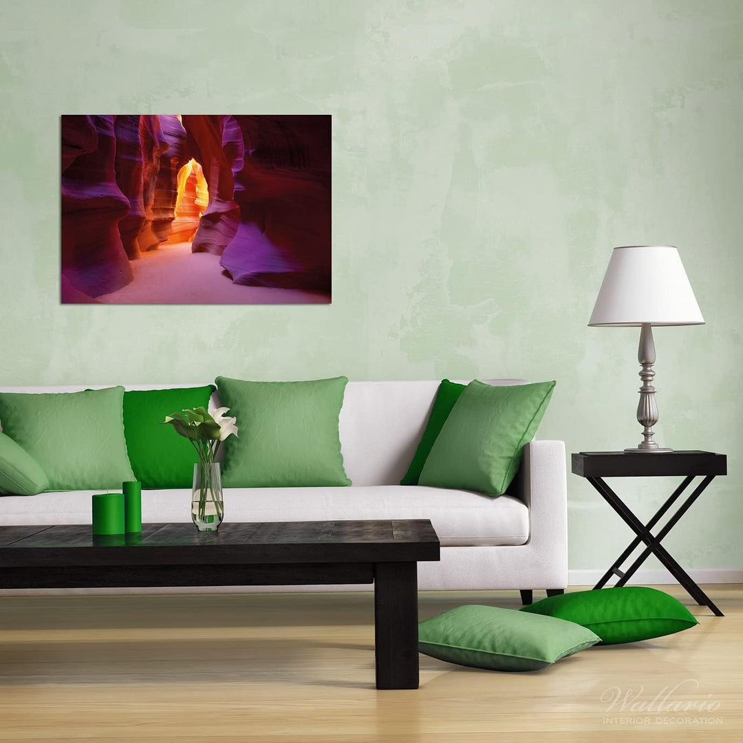 Wallario Glasbild Felsschlucht in Arizona USA - orange und violett - 70 x 100 cm Wandbilder Glas in
