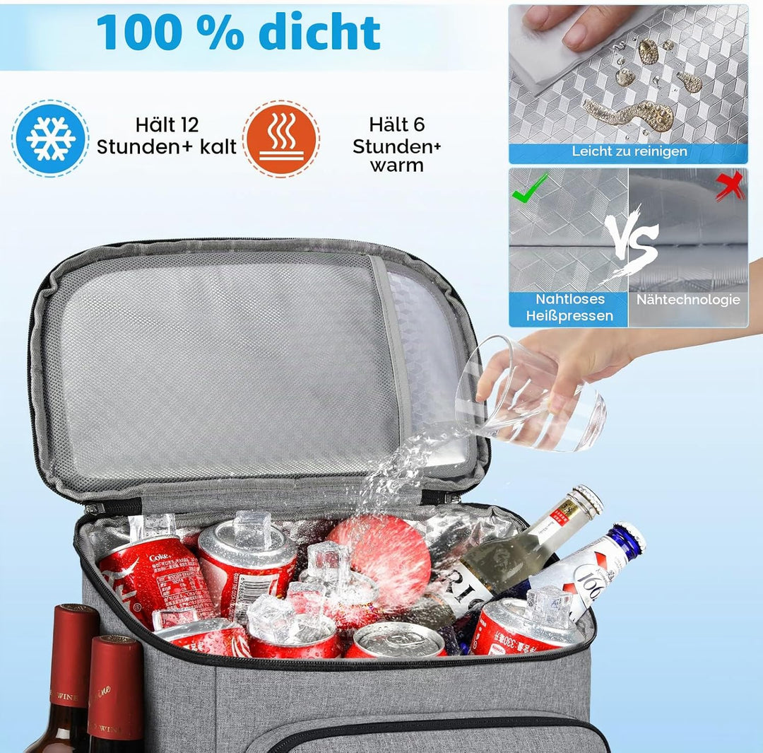 NUBILY Kühlrucksack 30L Wasserdichten Kühltasche Rucksack Gross Isolierte Kühltasche Thermo Lunchtas