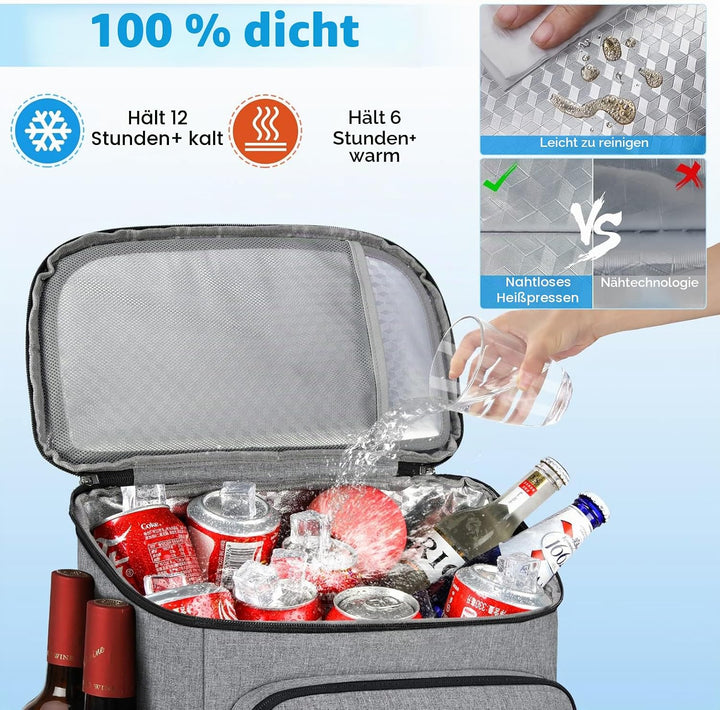 NUBILY Kühlrucksack 30L Wasserdichten Kühltasche Rucksack Gross Isolierte Kühltasche Thermo Lunchtas