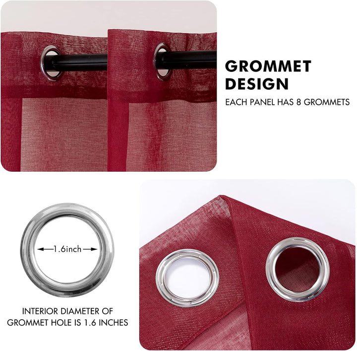 MIULEE Sheer Voile Vorhang Weihnachtsdeko mit Ösen Transparente Optik Gardine Ösenvorhang Ösenschal