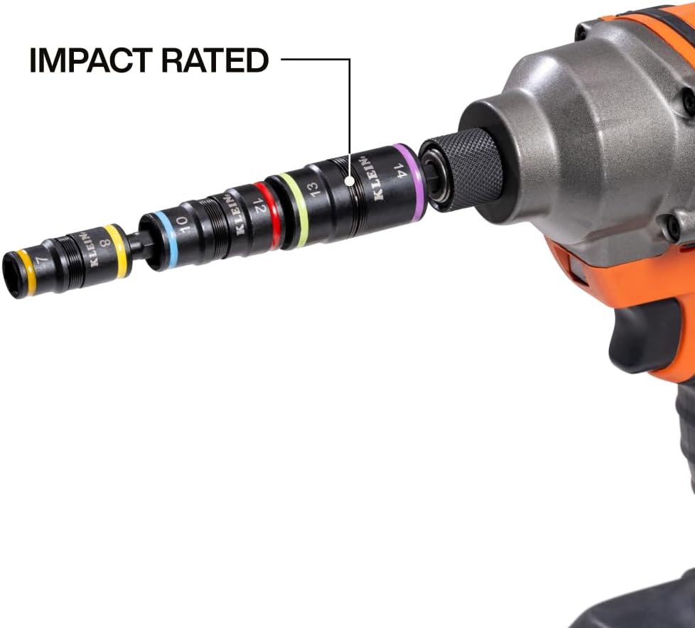 Klein Tools 32933M | 6-in-1 Flip-Stecknuss-Set | 7, 8, 10, 12, 13, 14mm metrisch | Impact-Rated Stah