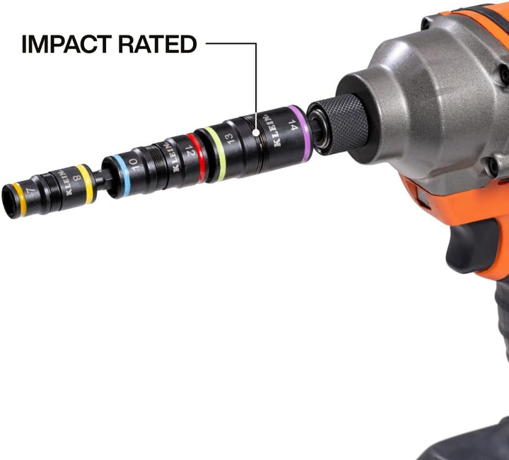 Klein Tools 32933M | 6-in-1 Flip-Stecknuss-Set | 7, 8, 10, 12, 13, 14mm metrisch | Impact-Rated Stah