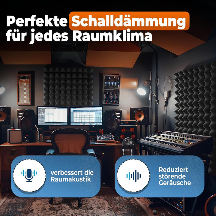 saarschaum Akustikschaumstoff Paneele – Effektive Schallabsorption – Pyramidenschaumstoff 200 x 50 x