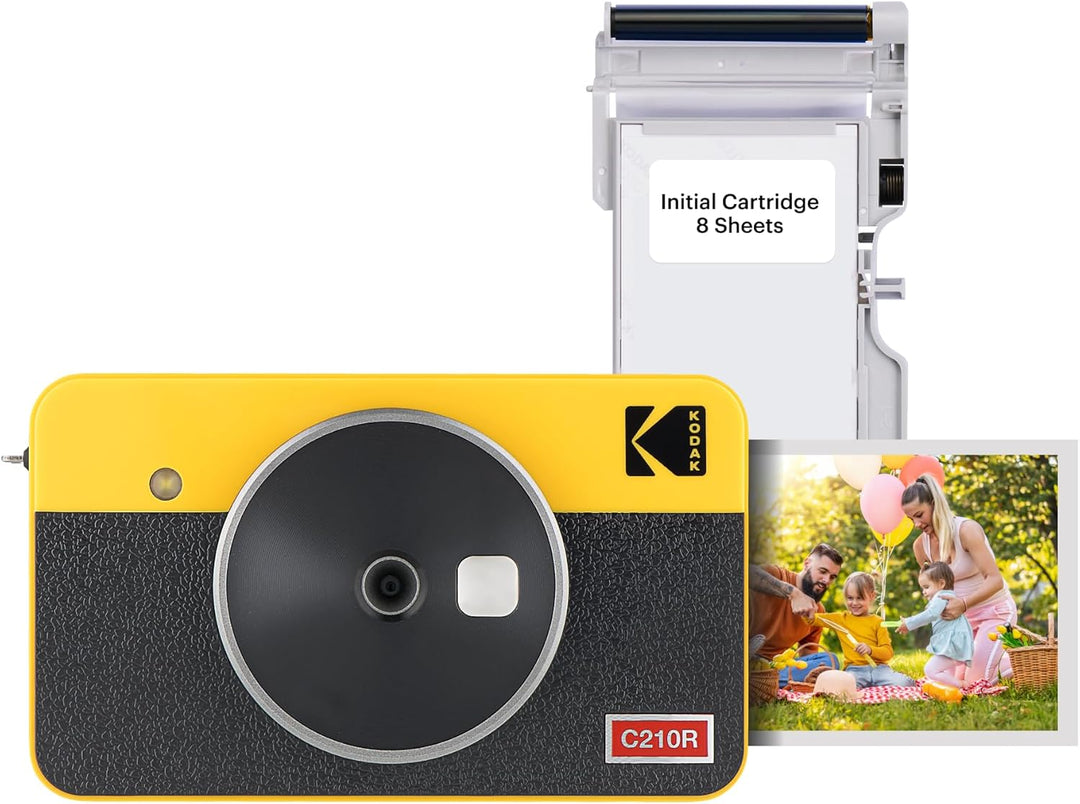 KODAK Mini Shot 2 Retro 4PASS 2-in-1 Sofortbildkamera und Fotodrucker (5,3x8,6cm) + 8 Blatts, Gelb M
