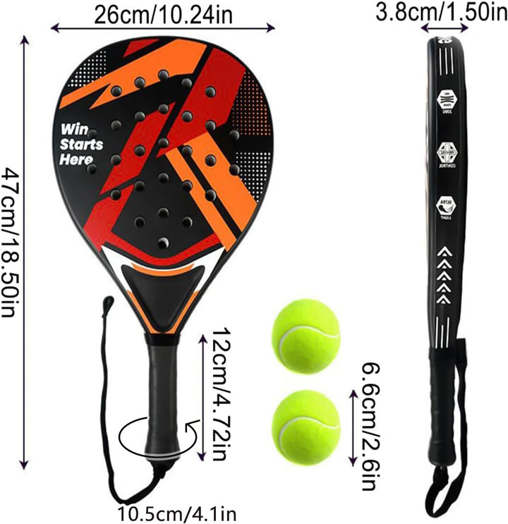 Padel Schläger Set - 2X Racket + 2X Bälle + Tasche, Padelschläger für Anfänger, Damen, Padel Racket