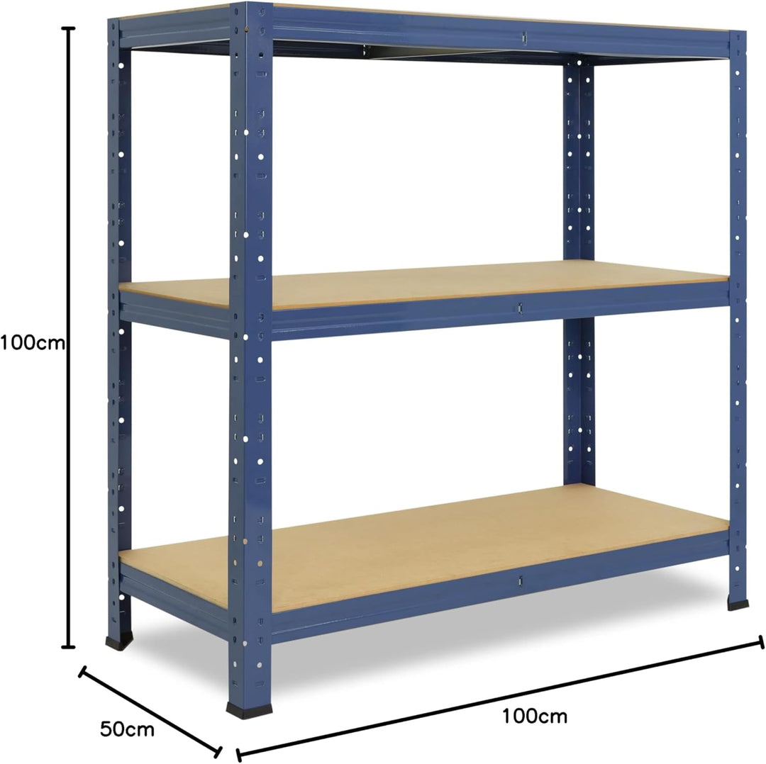 shelfplaza® 100x100x50cm Home Schwerlastregal blau/Metallregal mit 3 Böden/Kellerregal Metall, Garag