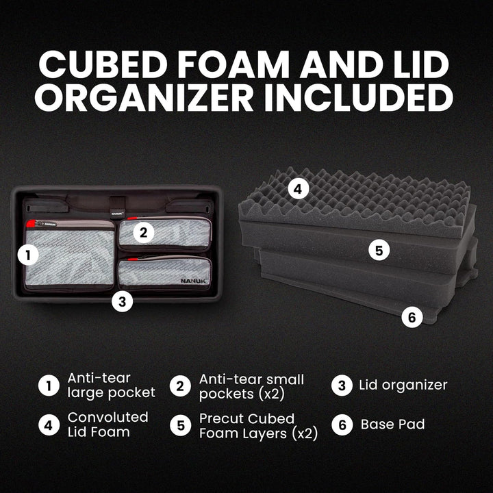 Nanuk 935 Hartschalenkoffer mit Rädern, wasserdicht Graphit Würfelförmiger Schaumstoff mit Deckel-Or
