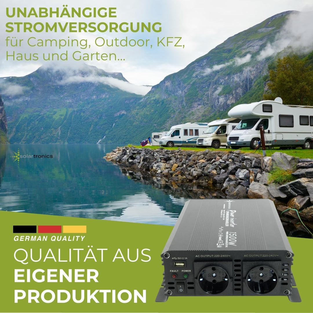SOLARTRONICS NM1500 Spannungswandler 24V 230V modifizierter Sinus 1500W - 3000W Spitzenleistung - We