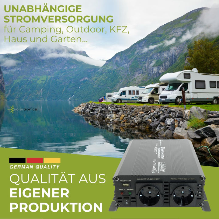 SOLARTRONICS NM1500 Spannungswandler 24V 230V modifizierter Sinus 1500W - 3000W Spitzenleistung - We