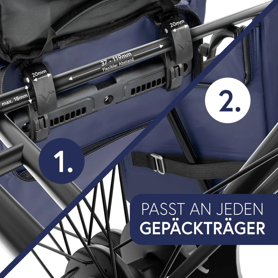 Valkental® 3in1 Fahrradtasche [Bis 25L] - Das Original - Geeignet als Gepäckträgertasche, Rucksack u