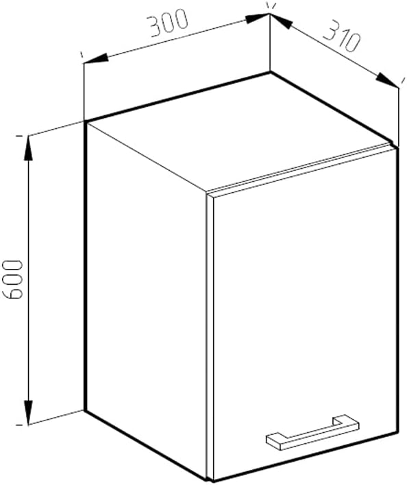 Vicco Hängeschrank R-Line, hängender Küchenschrank, Goldkraft Eiche/Anthrazit, 30 cm Goldkraft Eiche