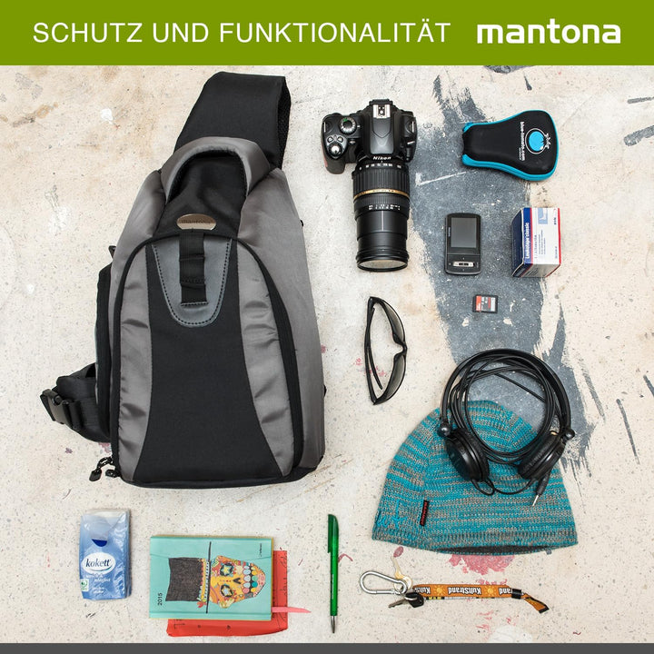 Mantona Fotorucksack Miami, Leichter Kamerarucksack für DSLR & Systemkameras, Fototasche mit Flexibl
