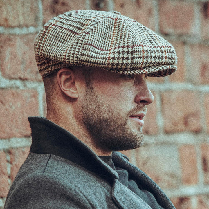 Sterkowski Peaky Paperboy Cap | Harris Tweed Newsboy Cap für Herren | Klassisch Elegante 8 Panels Mü