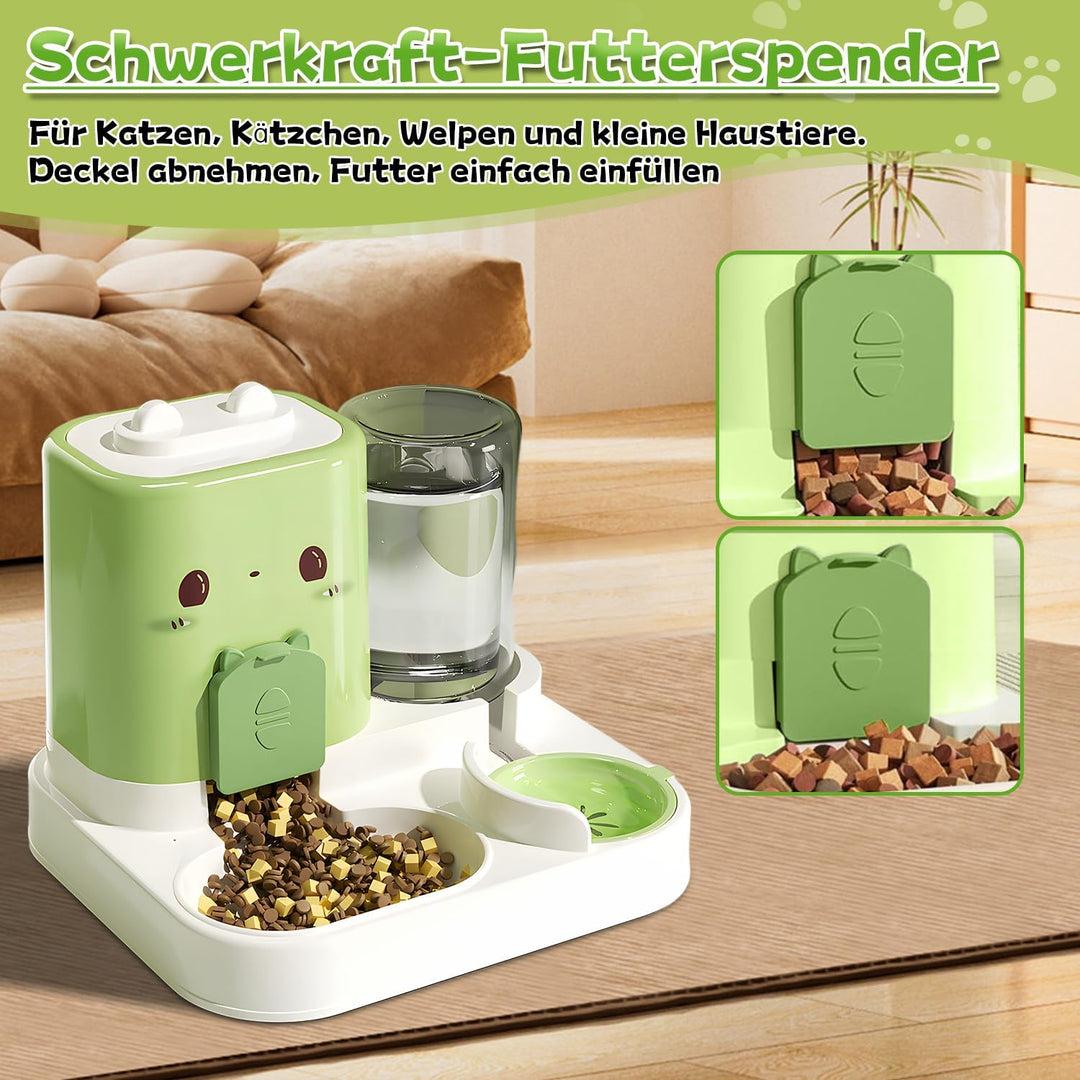 Automatischer Futterspender für Katzen/Hunde, Futterautomat Katze, 2-In-1 Automatischer Katzenfutter