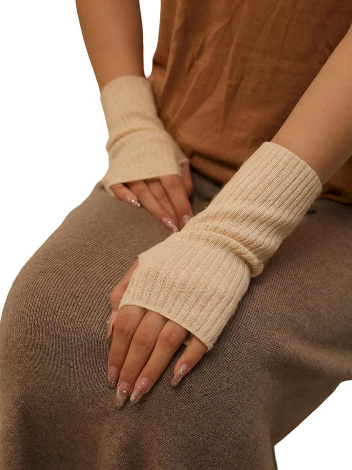 Prettystern Damen Kaschmir-Wolle Gerippte Fingerlose Handschuhe Hand-Stulpen handgelenk-wärmer Pulsw