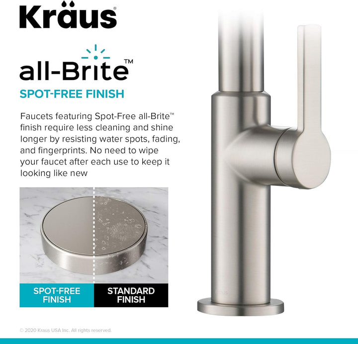 Kraus KPF-2820SFS Oletto Einhandgriff ausziehbare Küchenarmatur 43,2 cm Spotfrei Edelstahl 17 Inch F