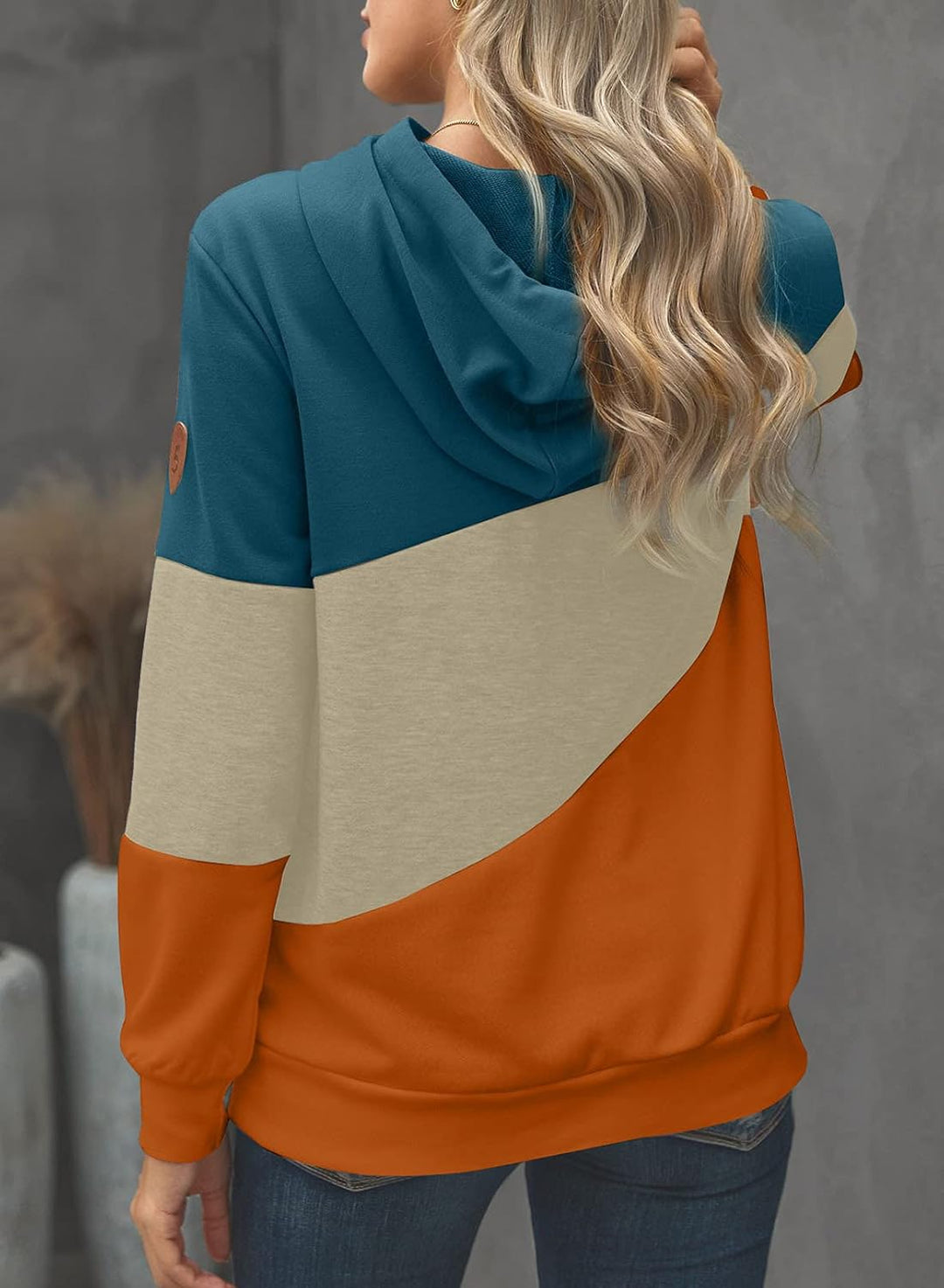 Dokotoo Damen Kapuzenpullover Stehkragen Hoodie Pullover Farbblock Sweatshirt Langarmshirt Oberteile