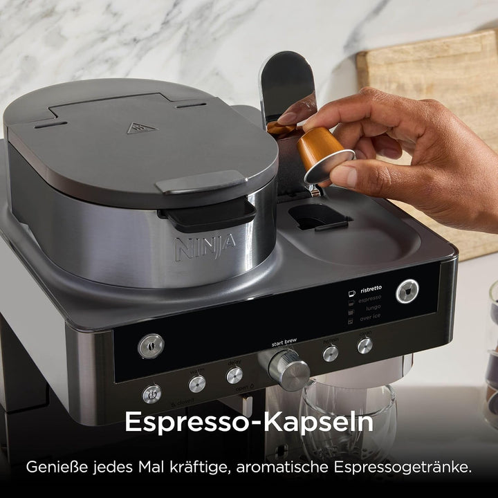 Ninja Prestige 2-in-1 Filterkaffee- und Kapselmaschine mit integriertem Milchaufschäumer, für Latte,