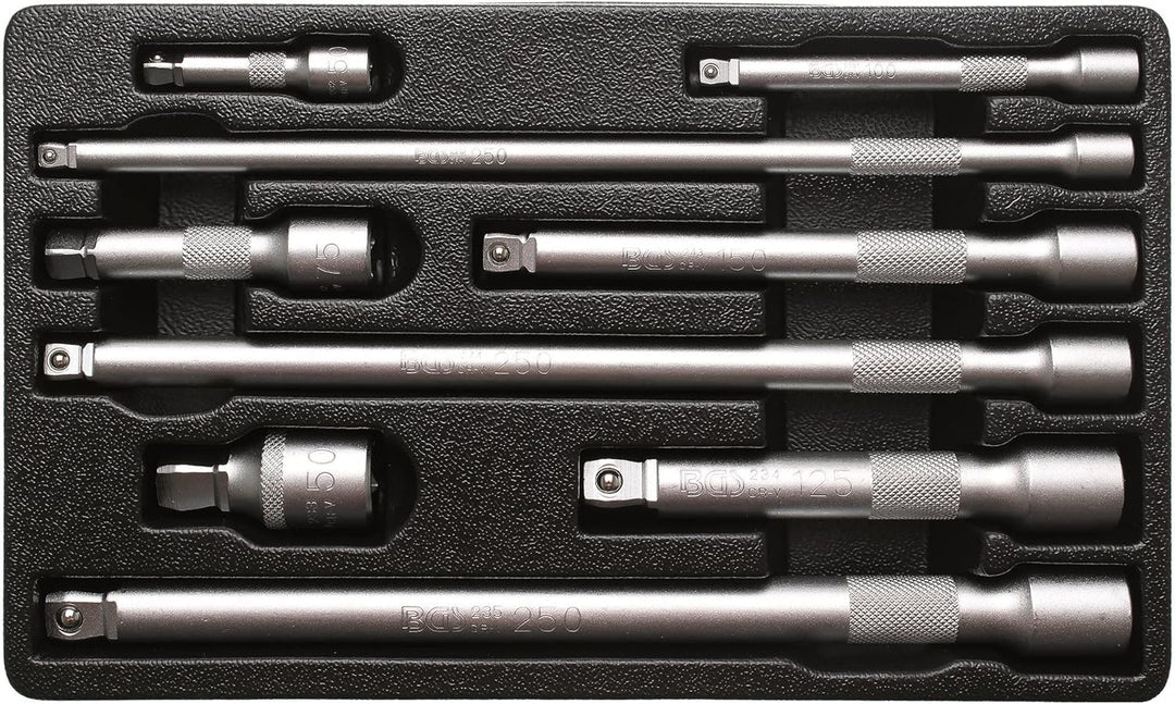 BGS 2253 | Kippverlängerungs-Satz | 6,3 mm (1/4"), 10 mm (3/8"), 12,5 mm (1/2") | 9-tlg. 25 x 7.5 x