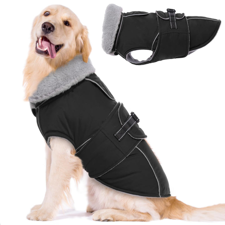 Lelepet Hundemantel Winterweste Reflektierende Fleece Hundejacke für Grosse Hunde Wasserdicht Hundej