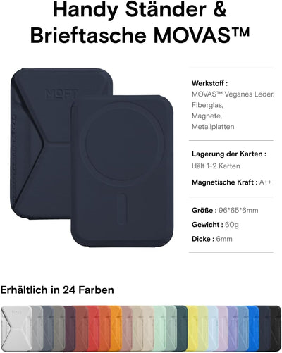 MOFT Snap-On Magnetischer Handy Wallet Ständer, Leder Kartenhalter Stand Kompatibel mit Magsafe iPho