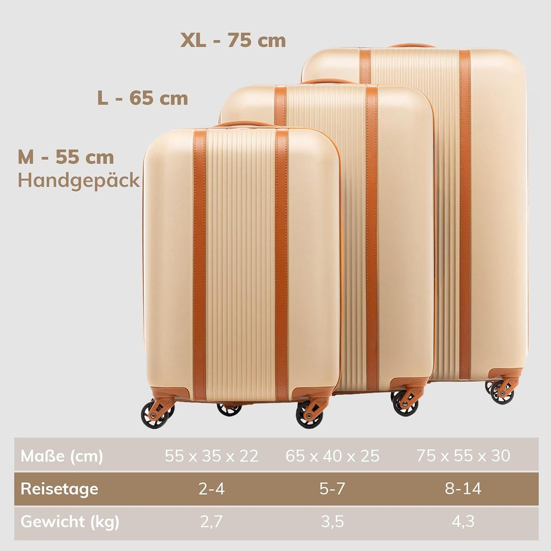 FERGÉ Kofferset 3 teilig Hartschale Milano Reisekoffer Trolley-Set (Handgepäck, L, XL) 3er Set Harts
