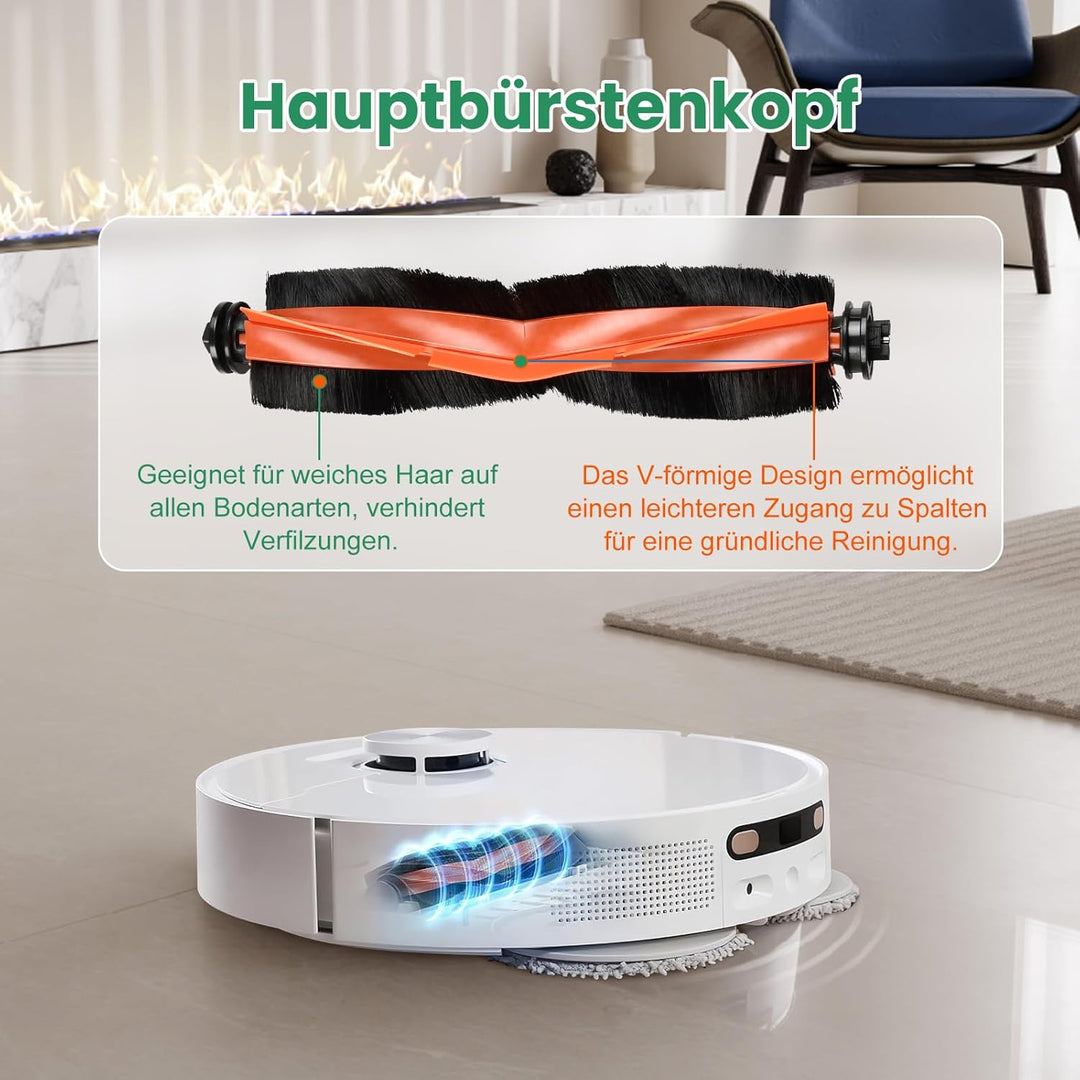 27 Stück Zubehör für Xiaomi X20 Max / X20 Pro Saugroboter, 2 Hauptbürste, 6 Staubbeutel, 8 Wischpad,