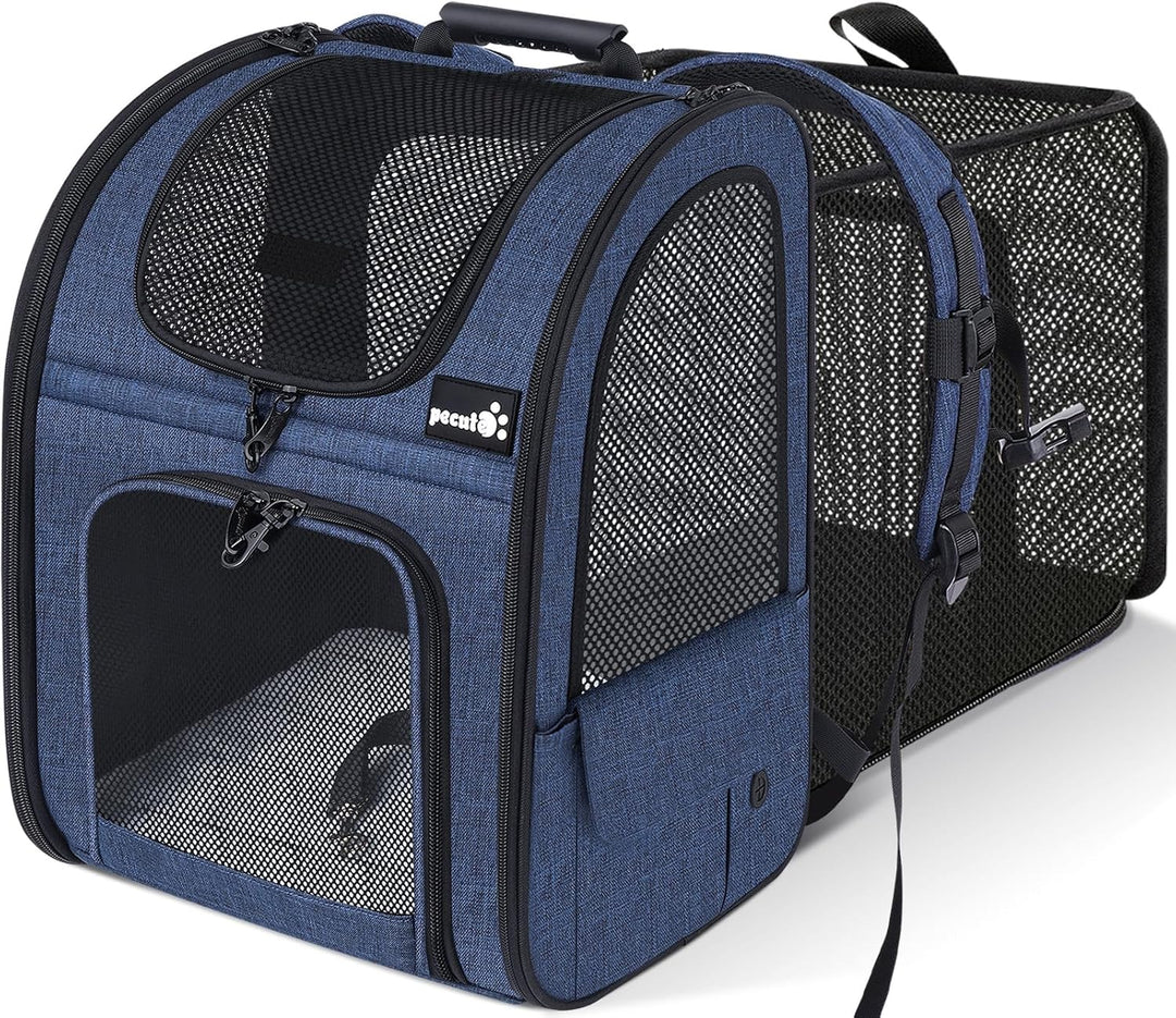 Katzenrucksack Grosse Katzen bis 8kg, Erweiterbar Faltbar, Hunderucksack mit Anti-offener Reissversc