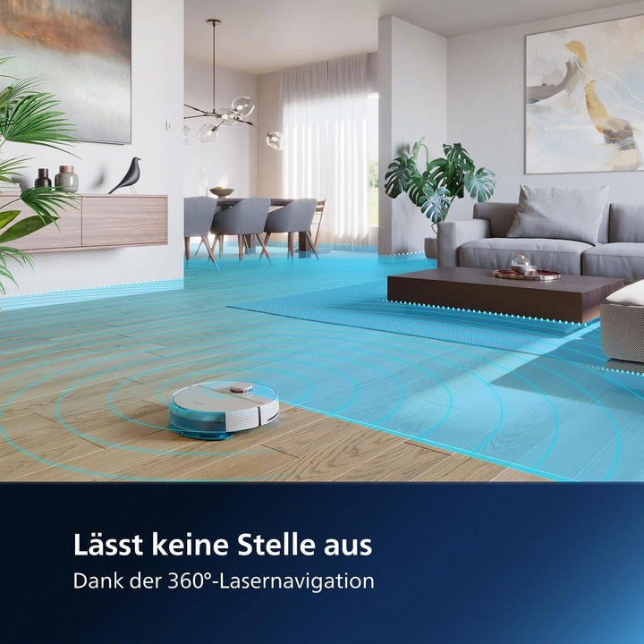 Philips Homerun Serie 7000 Saug-Wischroboter mit Saugstation, 5000 Pa, 360° LiDAR-Navigation, Erkenn