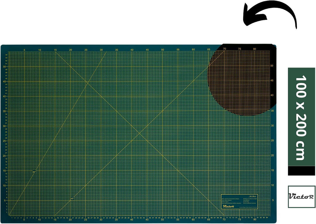 Victor Schneidematte grün schwarz 100x200cm 3-lagig Schneidematte Gross selbstheilend - Bastelunterl