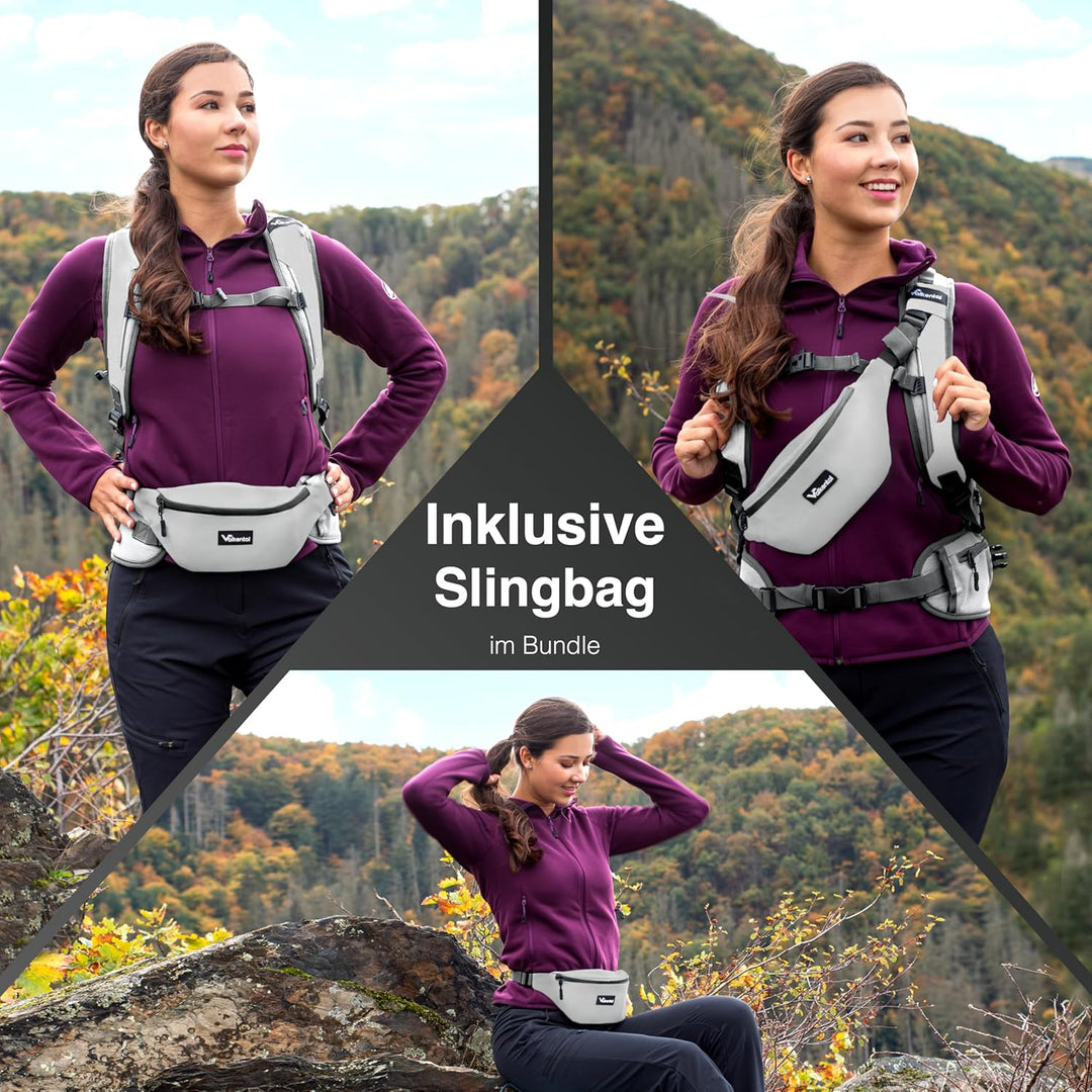 Valkental - Innovativer Rucksack mit perfekter Aufteilung (22L) Erweiterbares Volumen (Kein Schwitze