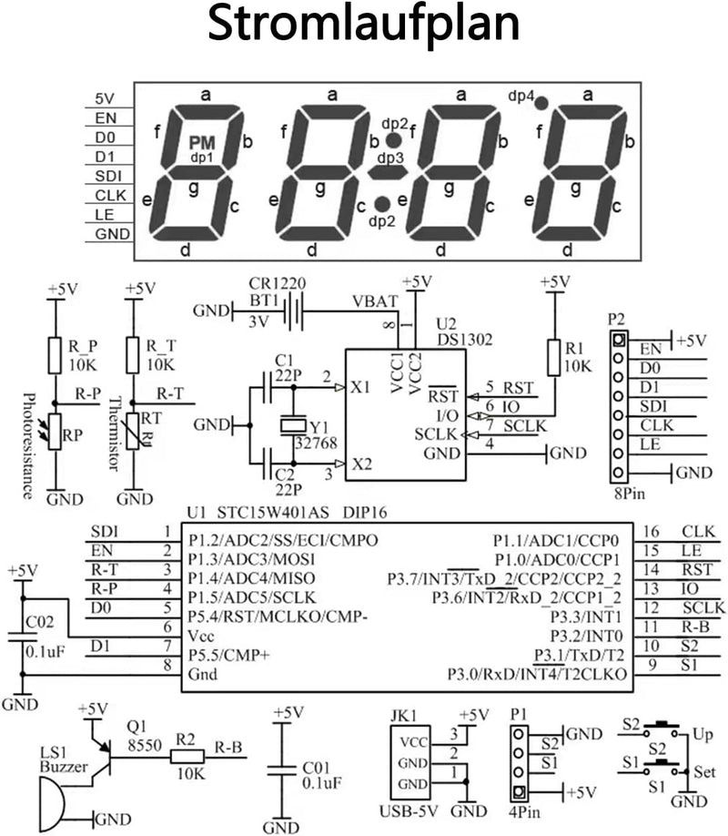 EIELE Elektronische Uhr Lötset Mehrfarbiges Display mit freier Anpassung Praxisnahes Lernprogramm fü