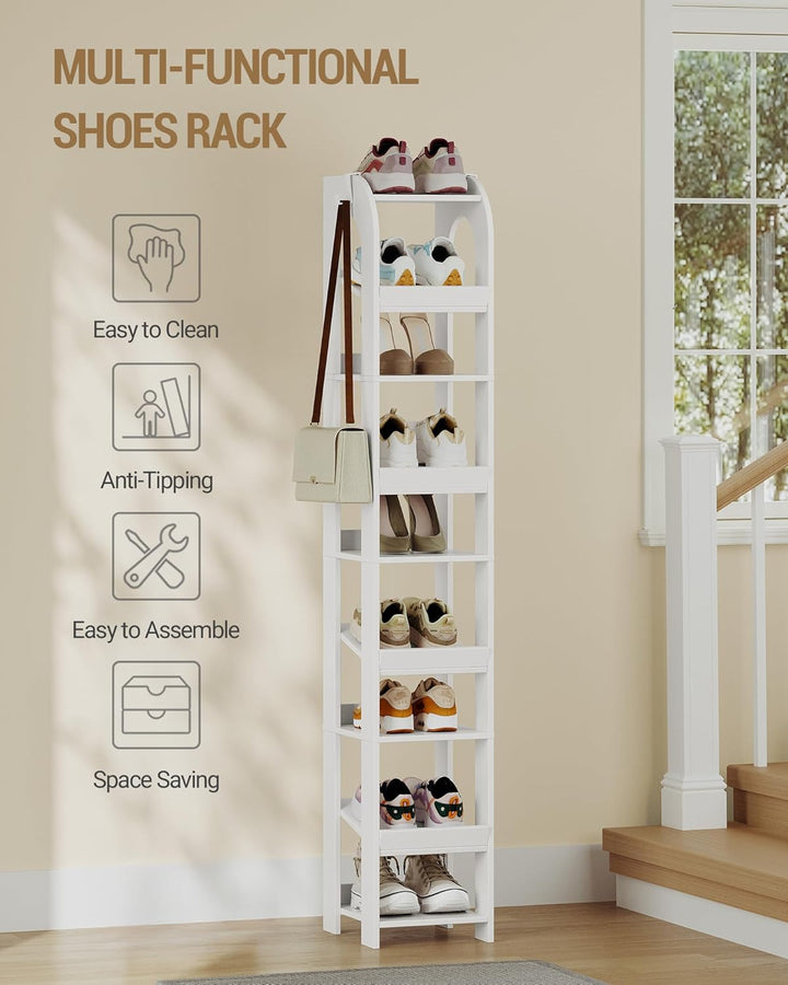Hzuaneri Vertikales Schuhregal, 9 Ebenen Schmale Schuhregale, Holz-Schuh-Organizer für Schrank, Eing