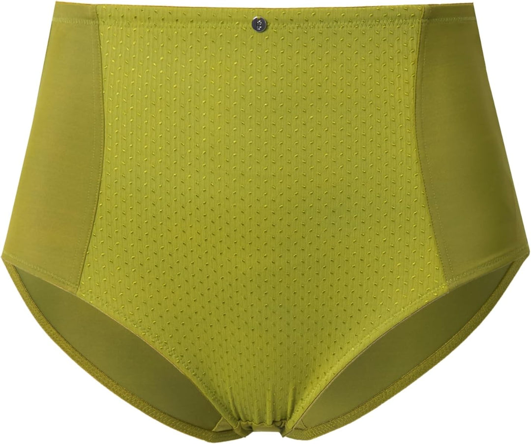 Ulla Popken Damen Miederhose, High Waist, Jacquard-Einsatz Underwear 42-44 Hells Gelbgrün, 42-44 Hel