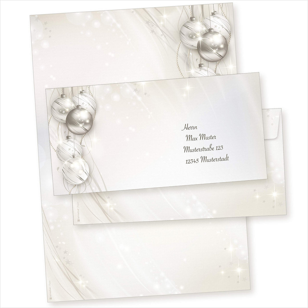 ELEGANCE 25 Sets Weihnachtsbriefpapier mit Umschlag ohne Fenster, Briefpapier Weihnachten A4 25 Sets