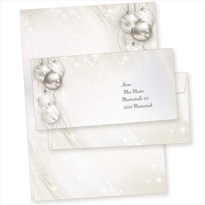 ELEGANCE 25 Sets Weihnachtsbriefpapier mit Umschlag ohne Fenster, Briefpapier Weihnachten A4 25 Sets