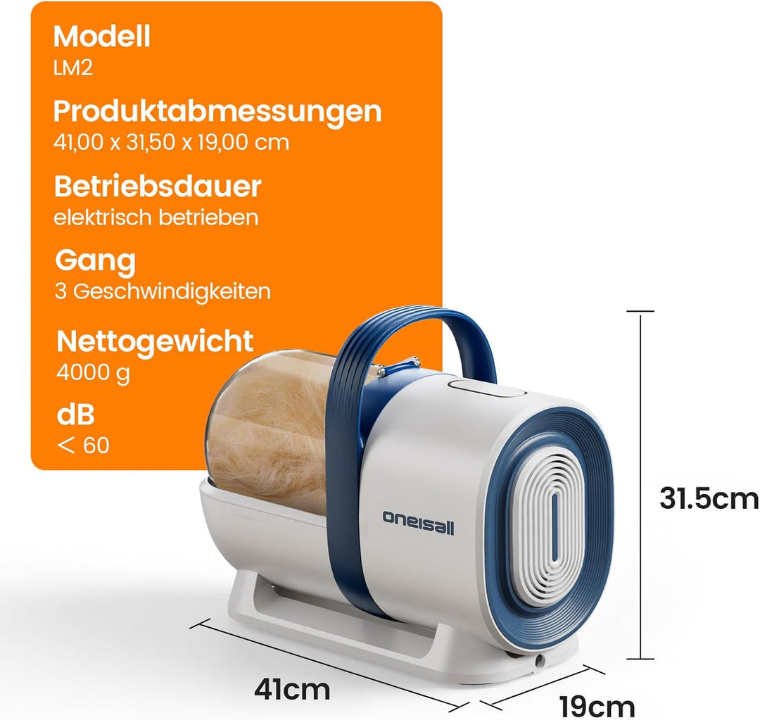 oneisall Hundeschermaschine mit Tierhaar Staubsauger, 7in 1 Profi Haustierpflegeset, leise Schermasc