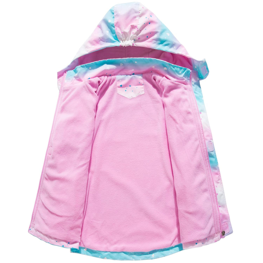 Mädchen Regenjacke - Regenmantel mit Kapuze Outdoor Wasserdichte Jacke Kinder Softshelljacke Übergan